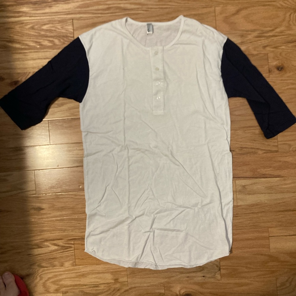 American Apparel 50/50 Henley classic baseball tee Medium
